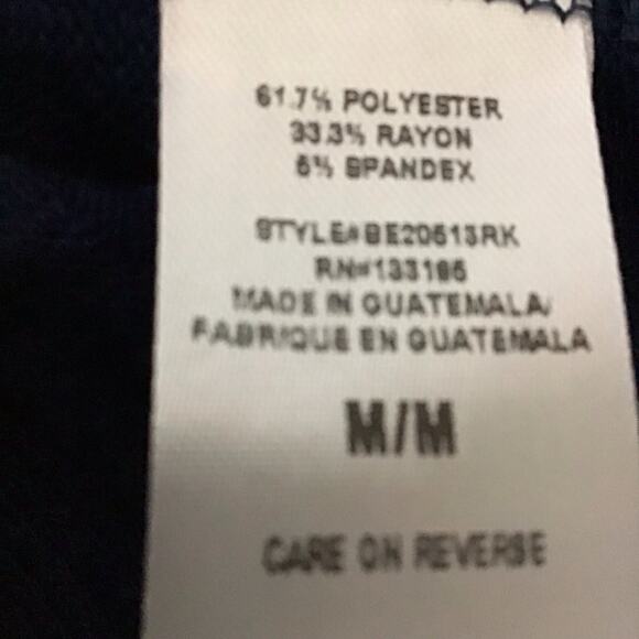 White Willow Women’s Navy Ribbed Long Sleeve Cropped Top Drawstring Hem Sz M - Picture 7 of 13